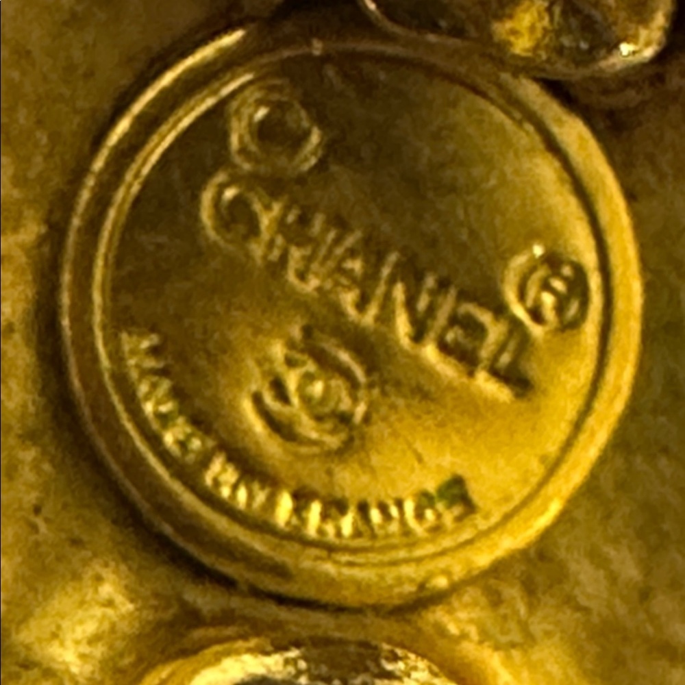 Chanel Gold-Tone Interlocking CC Button Earrings - Picture 7 of 10